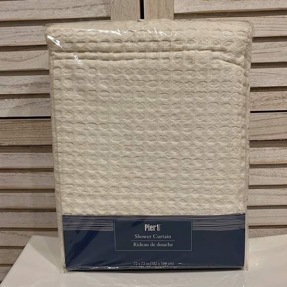 Pier 1 Shower Curtain  - NWT White Cotton Cloth 72” x 72” - Waffle weave style - Picture 7 of 7